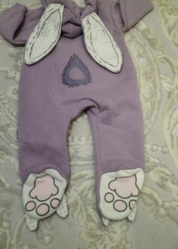 Kapüşonlu Mor Bebek Tulumu - Görsel 2