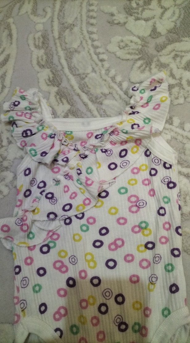 Çok Renkli  Fırfırlı Sıfır Kol Bebek Body - Görsel 2