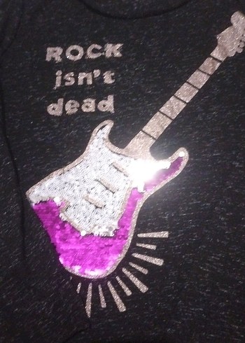 Kızlar için Mor Rock Punk Payetli Tişört - Görsel 3