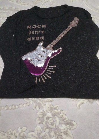 Kızlar için Mor Rock Punk Payetli Tişört - Görsel 2