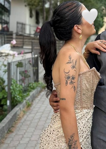 Straplez,taşlı ve pullu abiye - Görsel 2