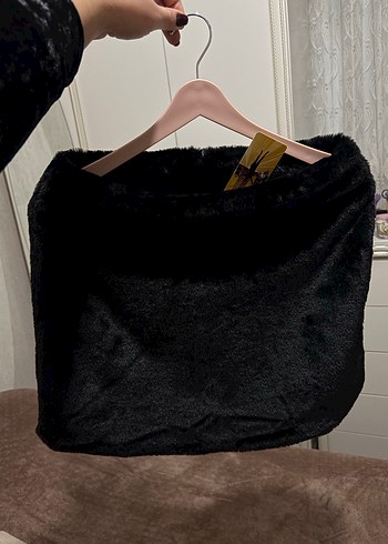 Siyah Kadın Midi Boy Kürk Detaylı Etek - Görsel 2