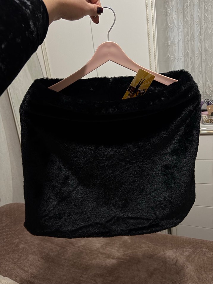 Siyah Kadın Midi Boy Kürk Detaylı Etek - Görsel 2