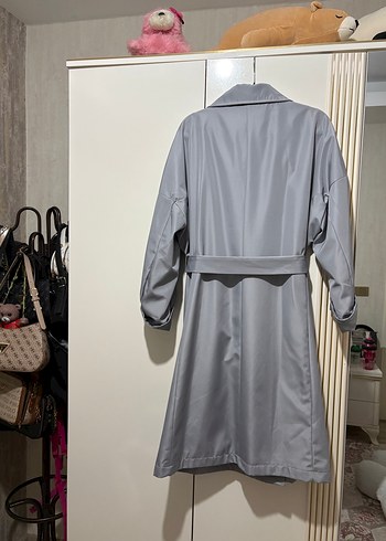 Gri Midi Salaş Kadın Trençkot - Görsel 3