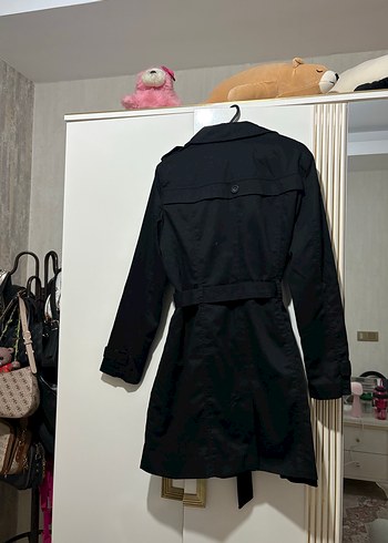 Siyah Kemerli Midi Trençkot - Görsel 3