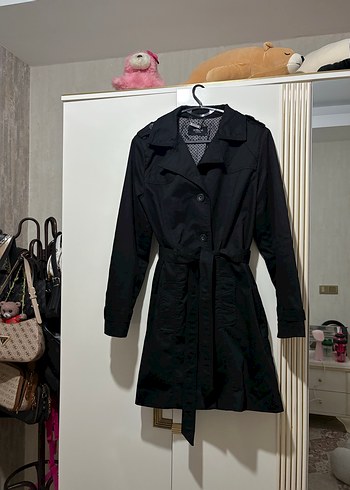 Siyah Kemerli Midi Trençkot - Görsel 2