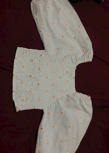 Nakışlı Beyaz Mini Bluz - Görsel 2