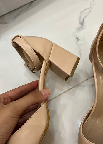 40 Beden Bej Stiletto Topuklu Modern Klasik Abiye Ayakkabı