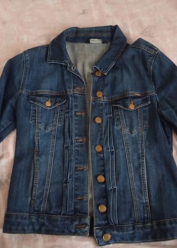 Düğmeli Mavi Kadın Denim Ceket