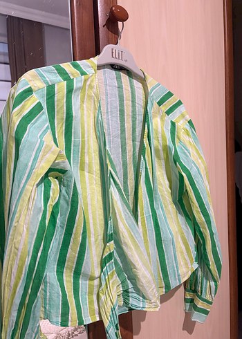 Zara  Yeşil Çizgili Gömlek - Görsel 2