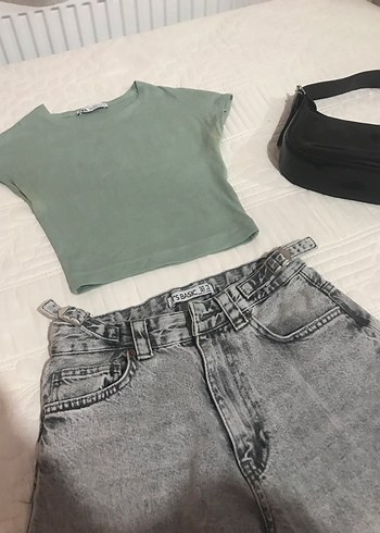 3'lü Kombin: Çanta, Crop, Pantolon - Görsel 4