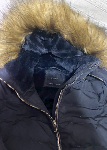 Siyah Kürklü Kapüşonlu Kadın Kışlık Mont Zara - Görsel 3