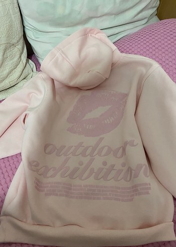 Bershka Pembe Kapüşonlu Kadın Sweatshirt - Görsel 3
