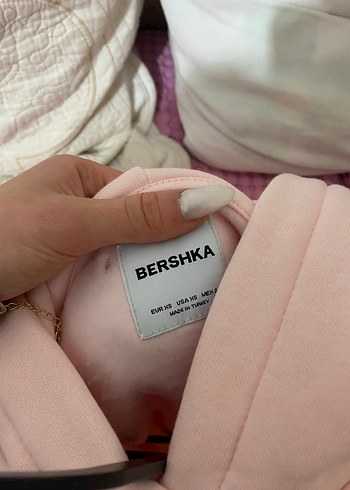 Bershka Pembe Kapüşonlu Kadın Sweatshirt - Görsel 4