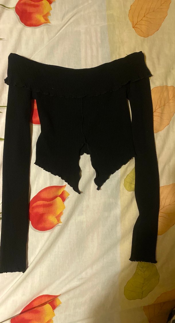 Kadın Siyah Straplez Bershka crop - Görsel 2