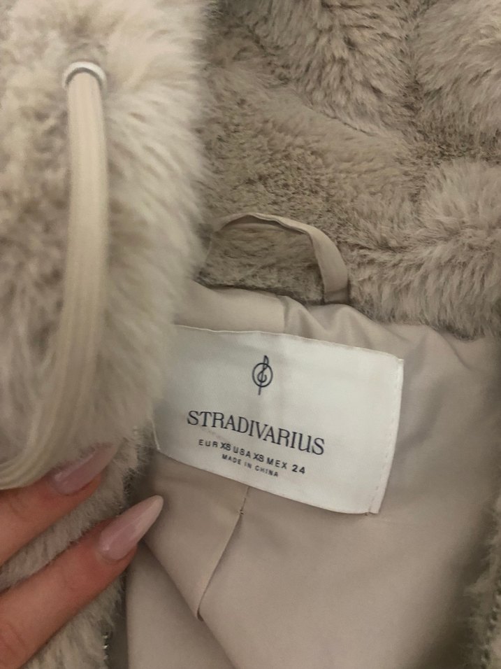 Bej kadın kürk mont Stradivarius - Görsel 2