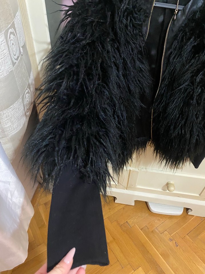 Siyah Kürk Detaylı Deri Kadın Ceket - Görsel 2