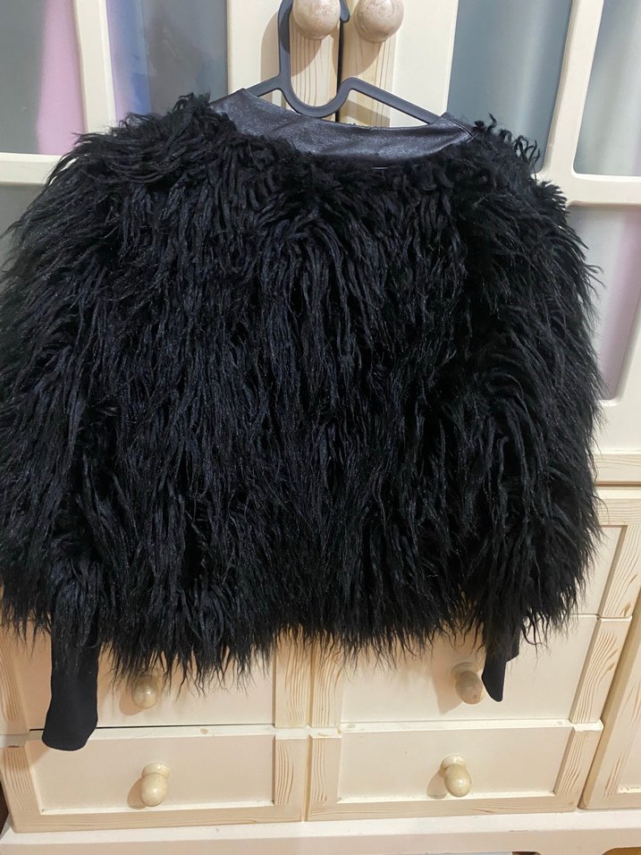 Siyah Kürk Detaylı Deri Kadın Ceket - Görsel 3