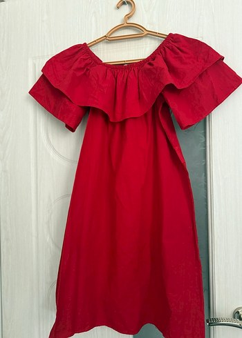 Düğmeli Nakışlı Kırmızı Hamile Midi Etek - Görsel 2