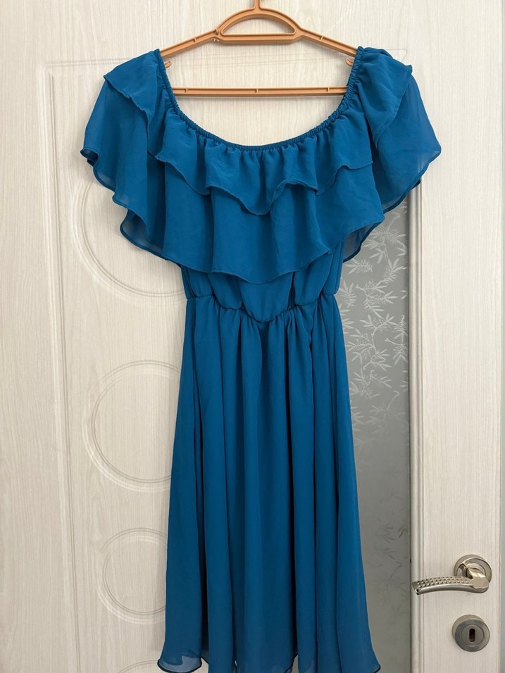 Mavi Straplez Bohem Hamile Tulum - Görsel 2