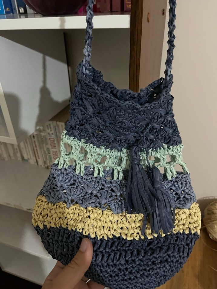 Bohem Çok Renkli Örgü Kadın Çanta - Görsel 3