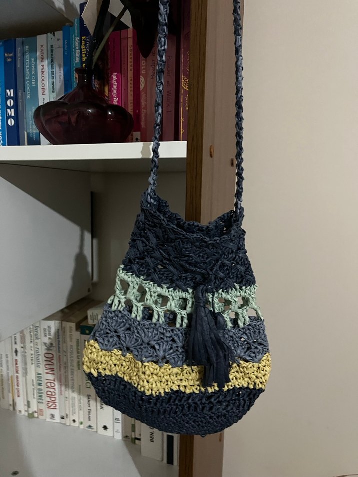 Bohem Çok Renkli Örgü Kadın Çanta - Görsel 2