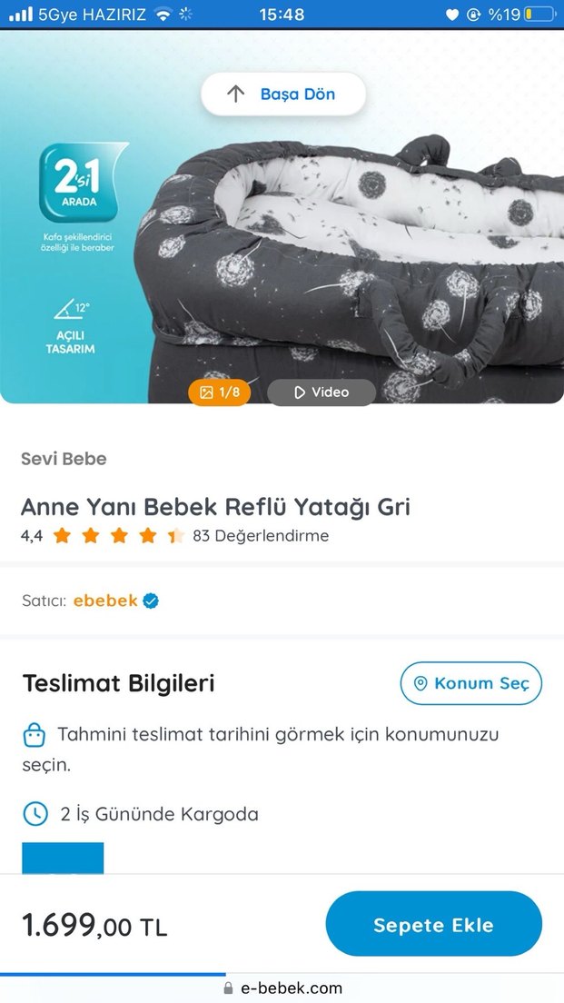 Anne yanı bebek reflü yatağı - Görsel 3