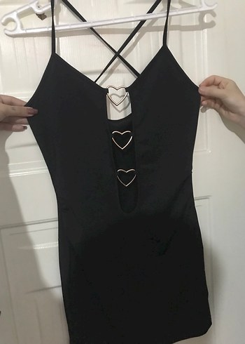 Siyah V Yaka Askılı Gotik Midi Elbise - Görsel 2