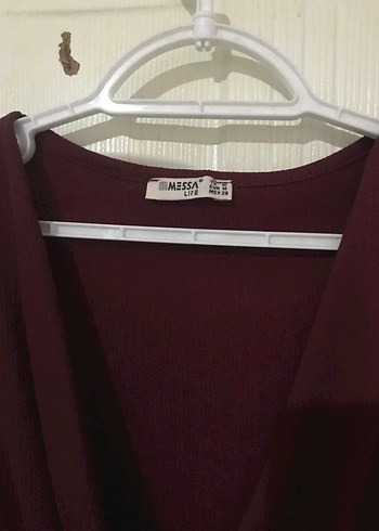 Bordo Midi V Yaka Salaş Kadın Elbise - Görsel 4