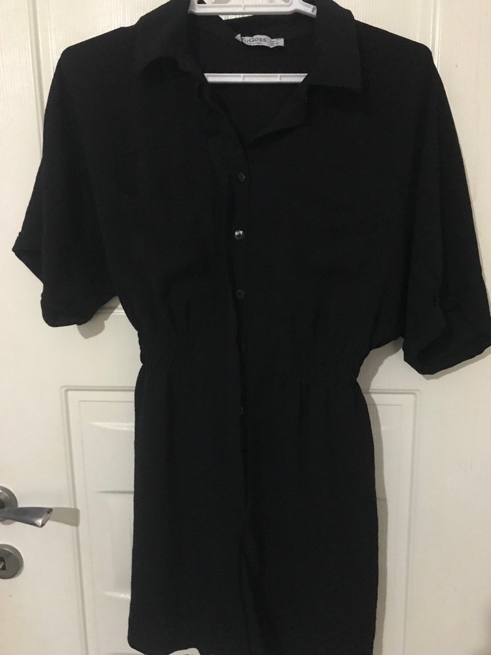 Düğmeli Siyah Keten Kadın Tulum - Görsel 2