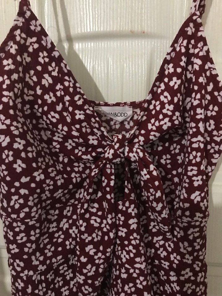 Bordo V Yaka İnce Askılı Midi Elbise - Görsel 4