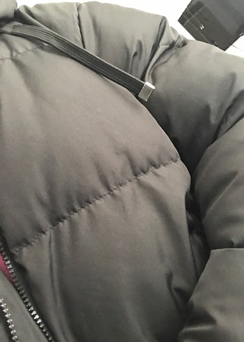l Beden siyah Renk Siyah Şişme Kadın Mont Yüksek Yaka