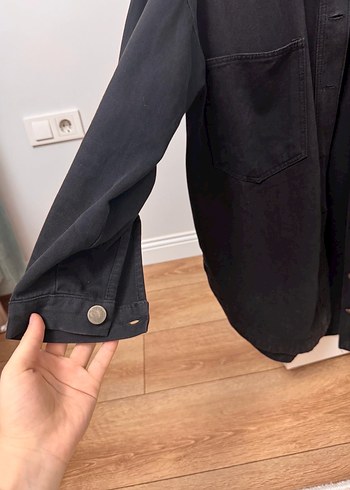 Siyah Düğmeli Kadın Denim Ceket - Görsel 3