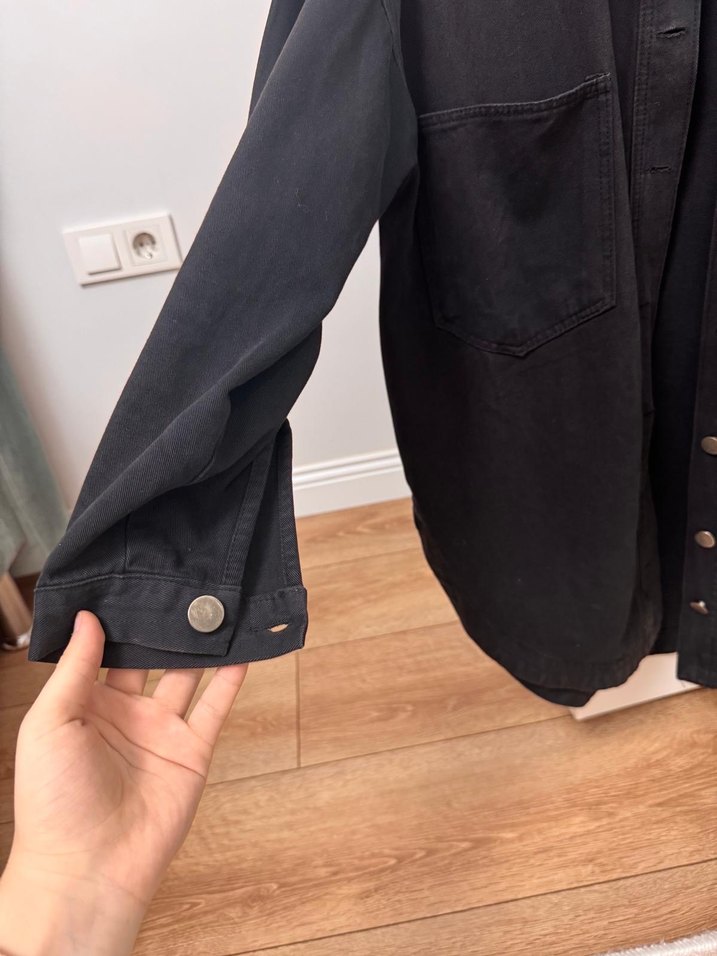 Siyah Düğmeli Kadın Denim Ceket - Görsel 3