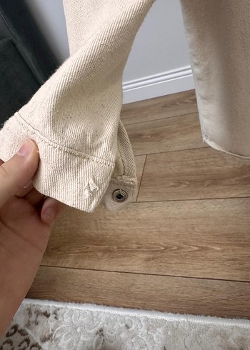 Düğmeli Beyaz Pamuklu Salaş Kadın Ceket - Görsel 5