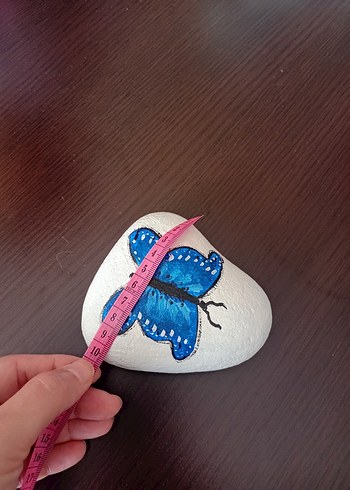 Beden Mavi Kelebek Desenli Taş boyama