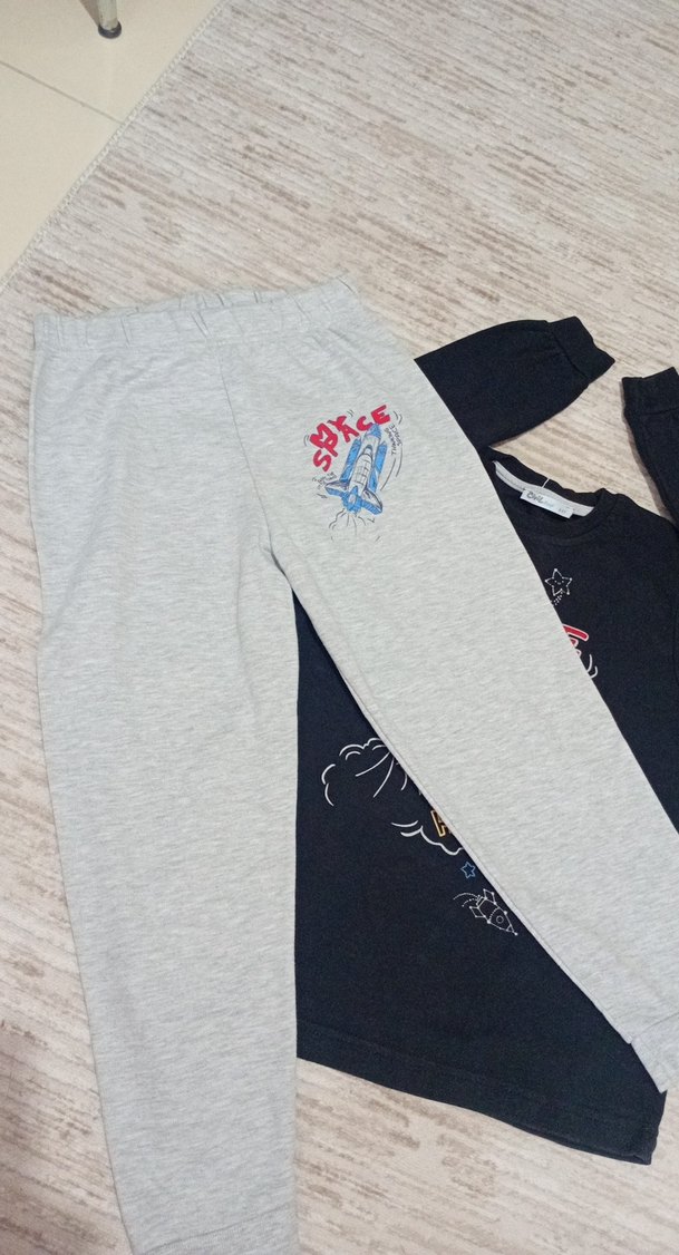 Siyah Erkek Çocuk Uzun Kollu pijama takımı - Görsel 4