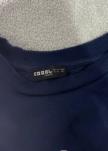 Lacivert Denim Uzun Kollu crop Sweatshirt - Görsel 2