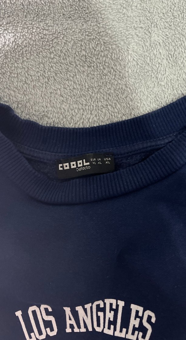 Lacivert Denim Uzun Kollu crop Sweatshirt - Görsel 2