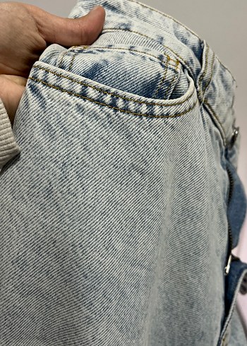 Buz mavi yüksek bel düz kesim kadın kot pantolon - Görsel 3