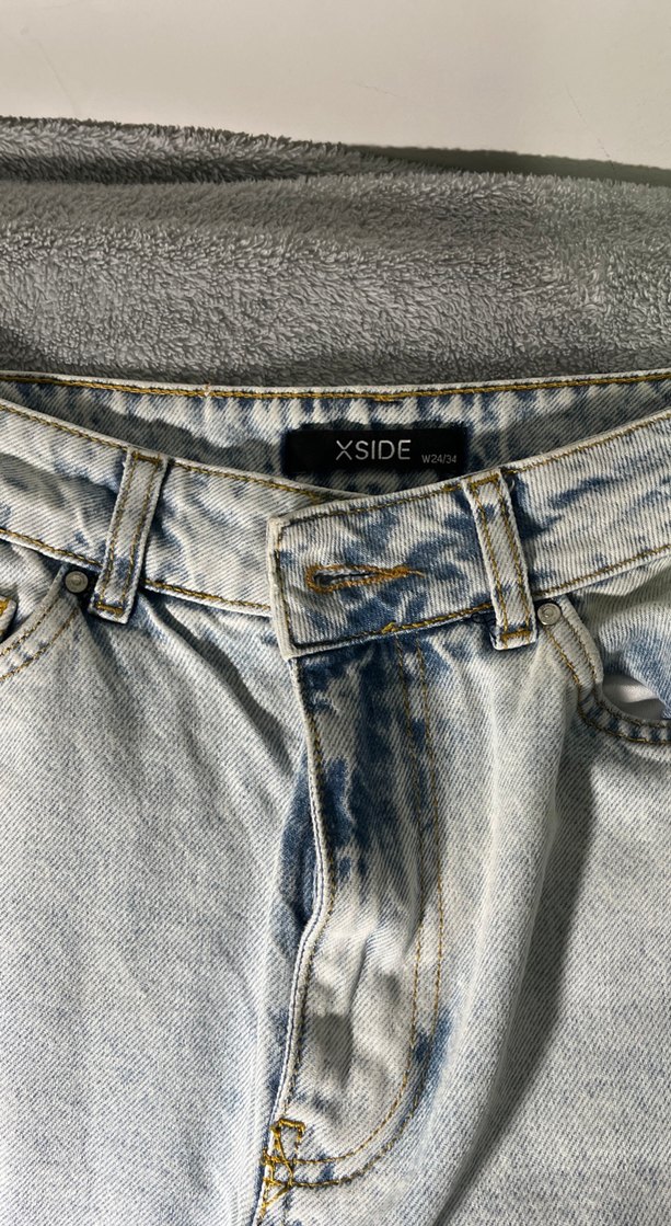 Buz mavi yüksek bel düz kesim kadın kot pantolon - Görsel 2