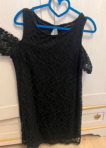 Siyah Dantel Midi Straplez Gotik Kadın Elbise