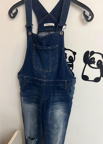 Koyu Lacivert Denim Kadın Uzun Tulum