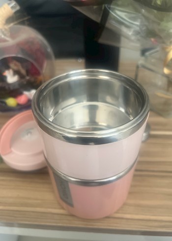 Homio Pembe 2 Katlı Paslanmaz Çelik Yemek Taşıma Kabı 930ml - Görsel 3