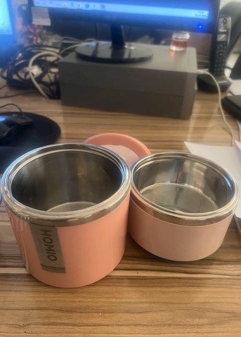 Homio Pembe 2 Katlı Paslanmaz Çelik Yemek Taşıma Kabı 930ml - Görsel 4