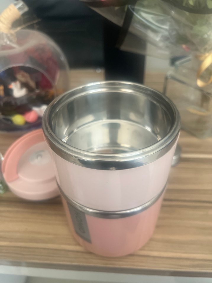 Homio Pembe 2 Katlı Paslanmaz Çelik Yemek Taşıma Kabı 930ml - Görsel 3