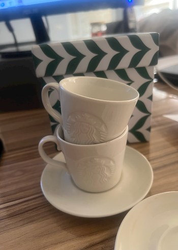  Beden beyaz Renk Beyaz Starbucks Fincan ve Tabak Seti