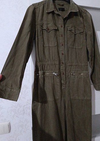 Kadın Kemerli Uzun Keten Tulum - Görsel 5