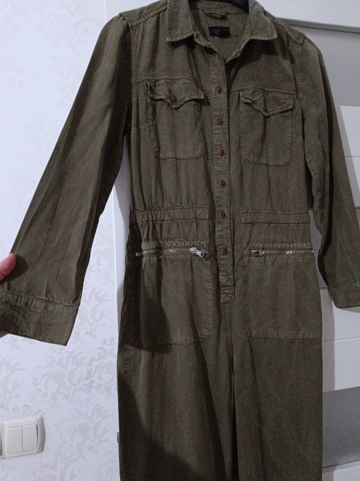 Kadın Kemerli Uzun Keten Tulum - Görsel 5