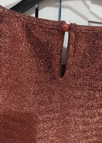 Parlak bakır rengi Kısa Örme Kadın Atlet - Görsel 3